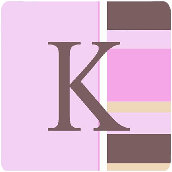 Carolines Treasures Monogram - Pink Stripes Foam Coasters Initial Letter K- Set of 4 - CJ1005-KFC