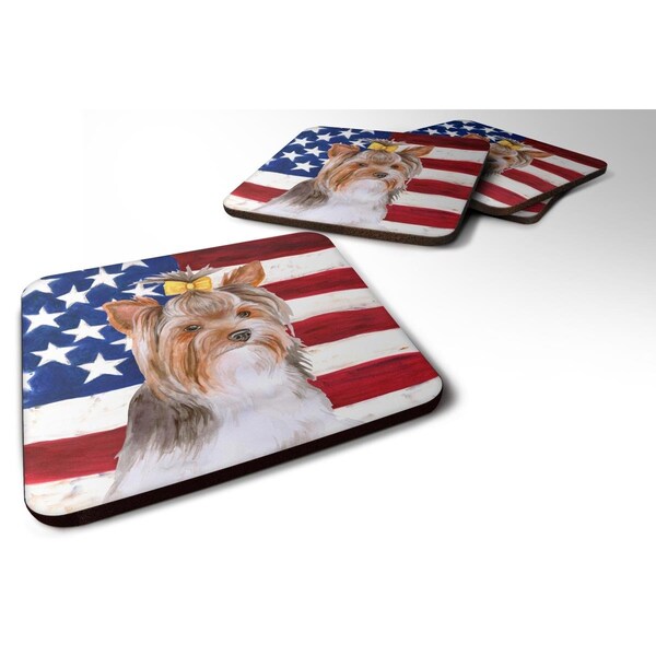 Carolines Treasures Yorkshire Terrier No.2 Patriotic Foam Coaster - Set of 4 - BB9723FC