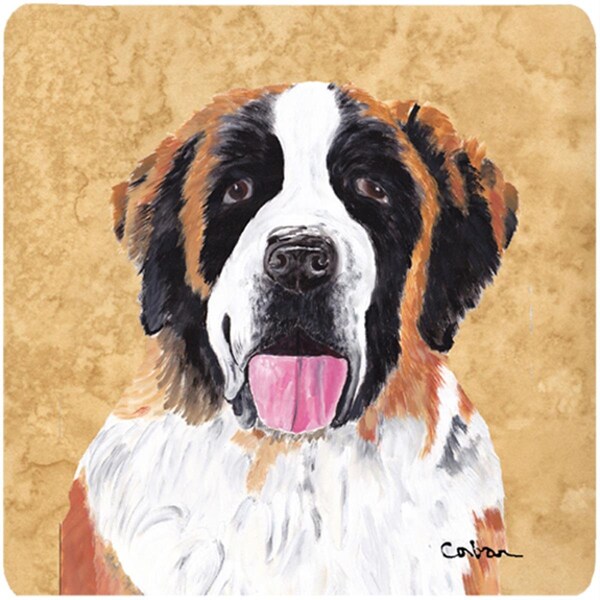 Carolines Treasures Saint Bernard Foam Coasters - Set of 4- 3.5 x 3.5 In. - SC9129FC