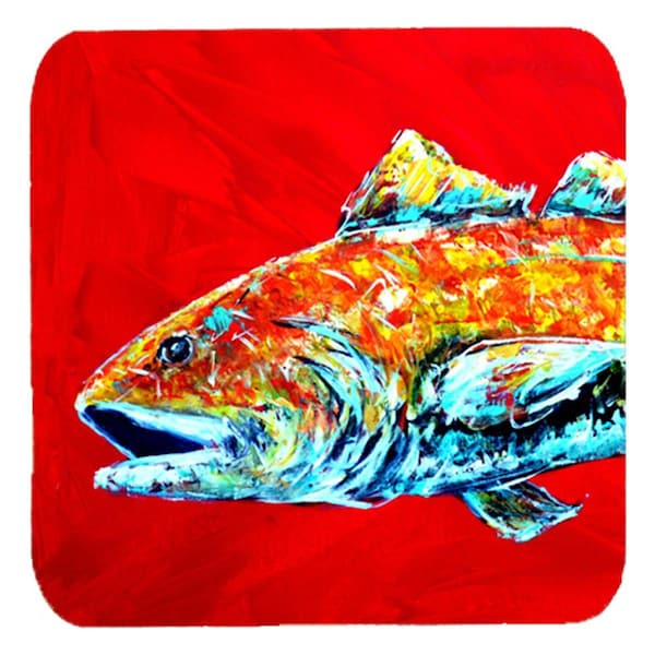 Carolines Treasures Red Fish Alphonzo Head Foam Coasters- Set of 4 - MW1141AFC