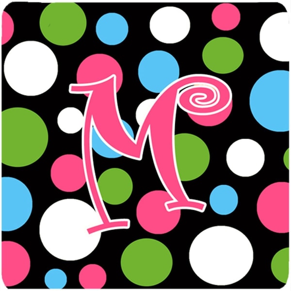 Carolines Treasures Set of 4 Monogram - Polkadots and Pink Foam Coasters Initial Letter M - CJ1038-MFC