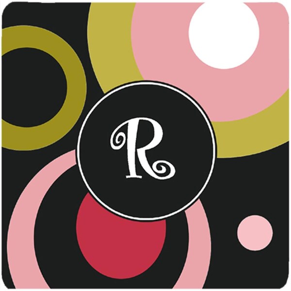 Carolines Treasures Monogram - Retro In Black Foam Coasters - Set of 4- 3.5 x 3.5 In. - AM1001-RFC