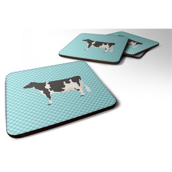 Carolines Treasures Carolines Treasures BB7996FC Holstein Cow Blue Check Foam Coaster; Set of 4 - BB7996FC