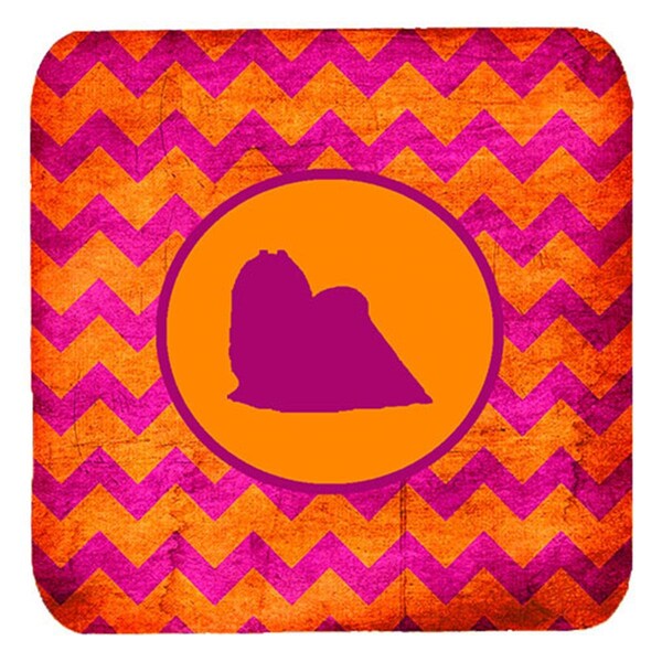 Carolines Treasures Maltese Chevron Pink And Orange Foam Coasters- Set of 4 - SDK1141-B-FC