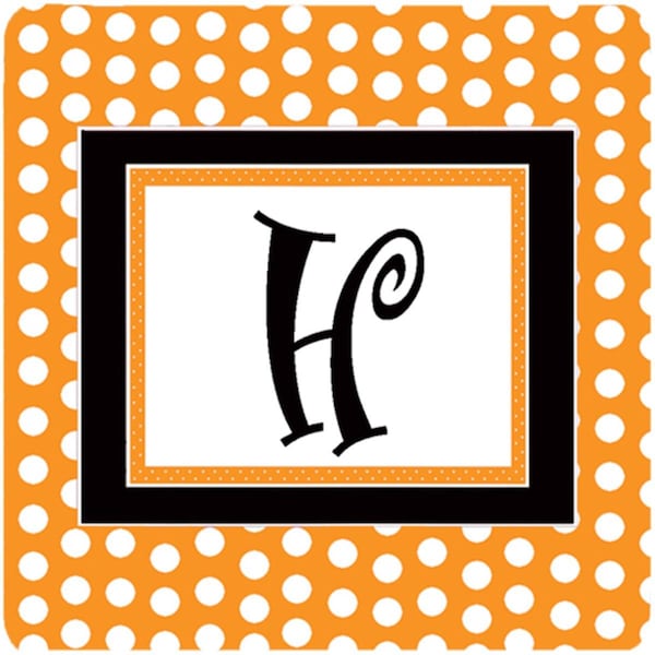 Carolines Treasures Set of 4 Monogram - Orange Polkadots Foam Coasters Initial Letter H - CJ1033-HFC