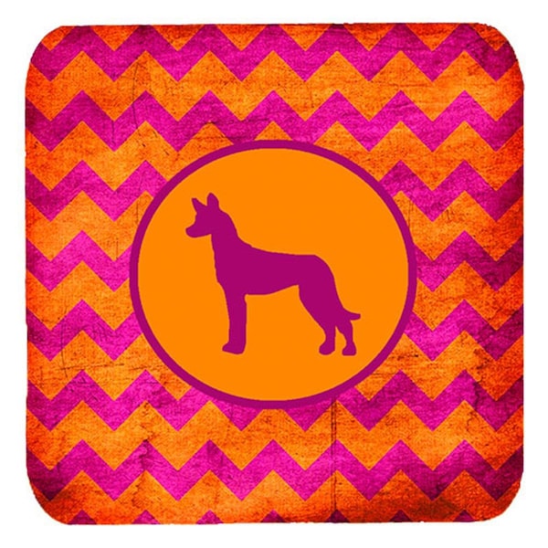 Carolines Treasures Pharaoh Hound Chevron Pink And Orange Foam Coasters- Set of 4 - SDK1050-B-FC