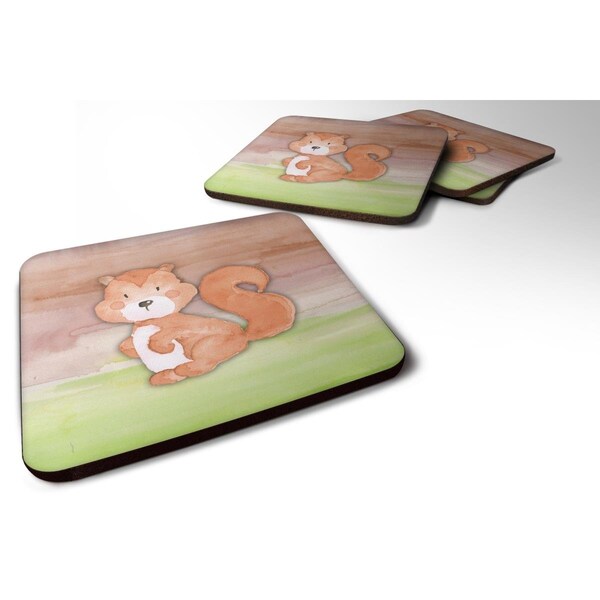 Carolines Treasures Squirrel Watercolor Foam Coasters - Set of 4 - BB7439FC