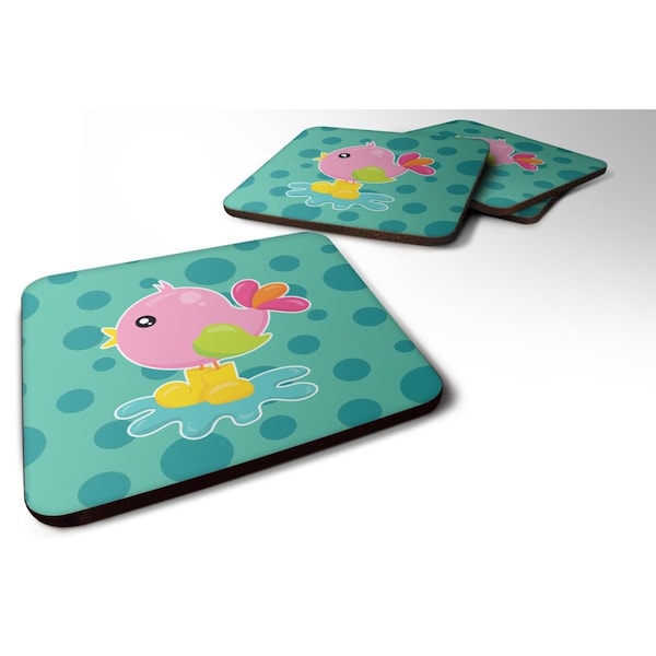 Carolines Treasures Bird in Rainboots & Puddle Foam Coasters - Set of 4 - BB7103FC