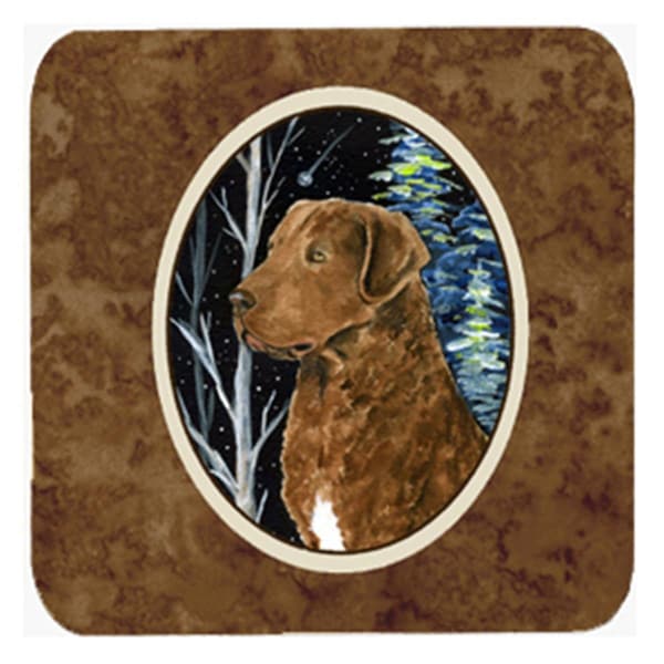 Carolines Treasures Starry Night Chesapeake Bay Retriever Foam Coasters- 3.5 x 3.5 In., 4PK - SS8411FC