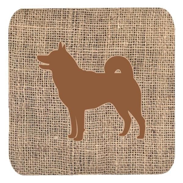 Carolines Treasures Carolines Treasures BB1067-BL-BN-FC Shiba Inu Burlap and Brown Foam Coasters; Set - 4 - BB1067-BL-BN-FC