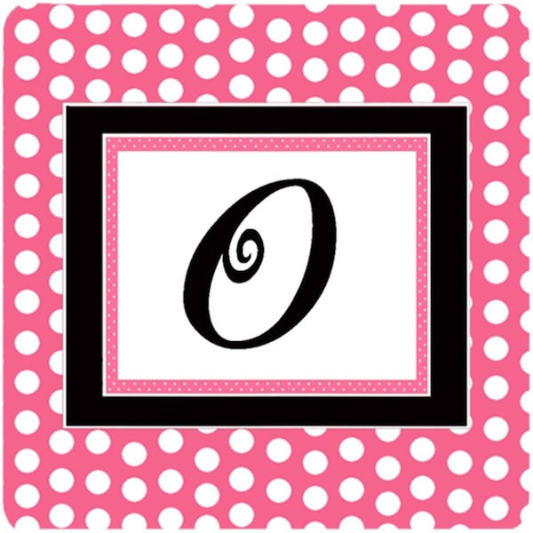 Carolines Treasures Monogram - Pink Black Polka Dots Foam Coasters Initial Letter O, 4PK - CJ1001-OFC