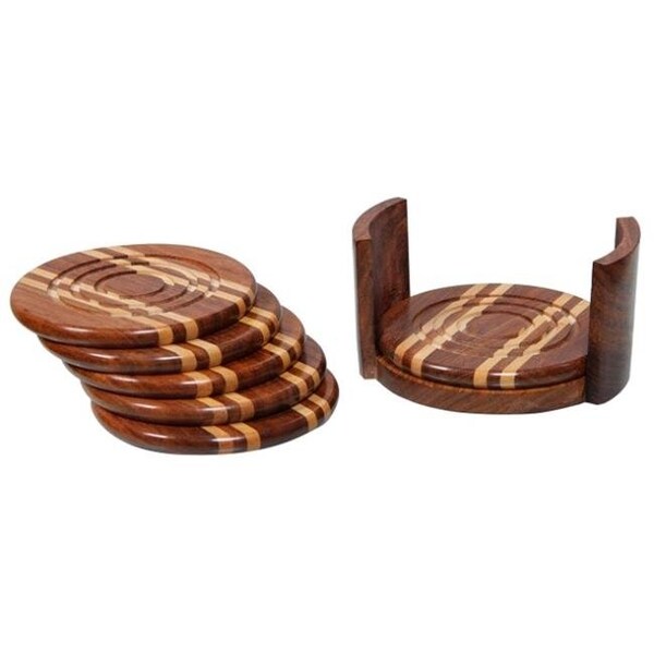 Vinostrumenti VinoStrumenti VSGC2 Wine Glass Coaster Set with Holder; Round - 6 Piece - VSGC2