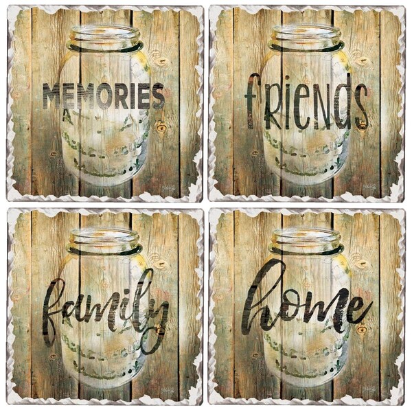 Counterart Counter Art  Tumbled Tile Family Time Assorted, 4PK - CART88553