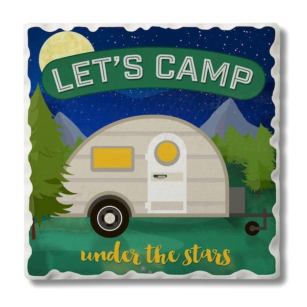 Counterart Counter Art  Camp Under Stars Single Tumbled Tile Coaster - CART0201587