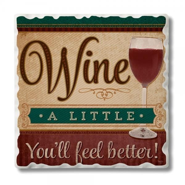 Counterart Counter Art  Wine A Little Single Tumbled Tile Coaster - CART0201371