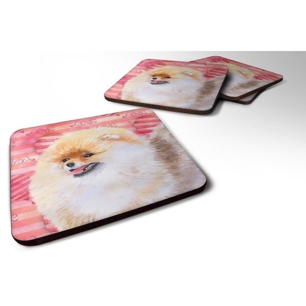 Carolines Treasures Pomeranian Love Foam Coaster - Set of 4 - BB9769FC