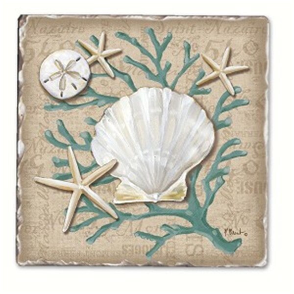 Counterart Counter Art  Linen Shells Single Tumble Tile Coaster - CART11920