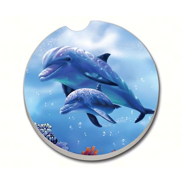 Counterart Counter Art  Dolphin With Baby Car Coaster - CART08719