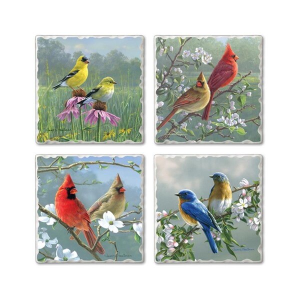 Counterart Counter Art  Beautiful Songbirds Coasters  Assorted Color - CART88680