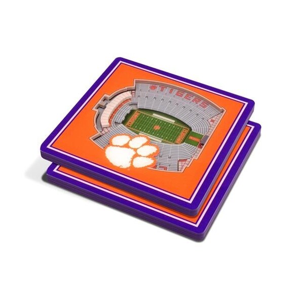 You The Fan YouTheFan 9022053 NCAA Clemson Tigers Memorial Stadium 3D StadiumViews Coaster Set - Pack of 2 - 9022053