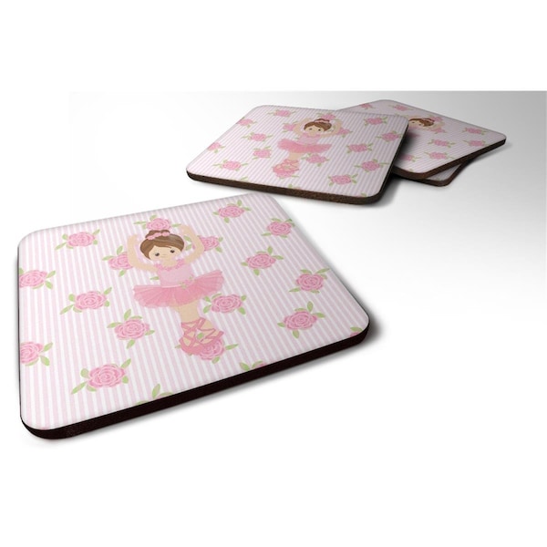 Carolines Treasures Ballerina Brunette Front Pose Foam Coaster, Set of 4 - BB5173FC