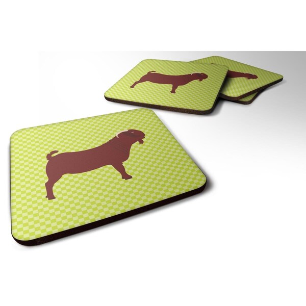 Carolines Treasures Kalahari Red Goat Green Foam Coaster, Set of 4 - BB7717FC