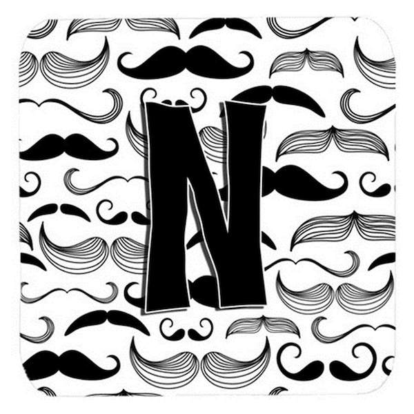 Carolines Treasures Letter N Moustache Initial Foam Coasters- Set of 4 - CJ2009-NFC