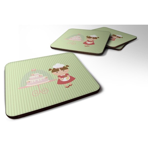 Carolines Treasures Cake Baker Brunette Green Foam Coasters - Set of 4 - BB7256FC
