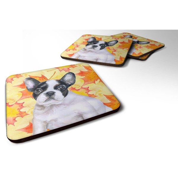 Carolines Treasures French Bulldog Black White Fall Foam Coaster, Set of 4 - BB9971FC