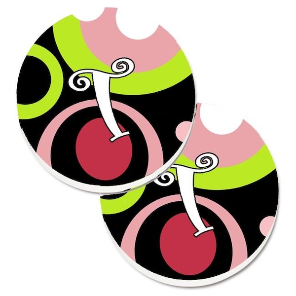 Carolines Treasures Carolines Treasures AM1002-TCARC Letter T Monogram Retro in Black Set of 2 Cup Holder Car Coaster - AM1002-TCARC