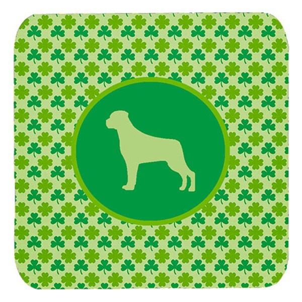 Carolines Treasures Rottweiler Lucky Shamrock Foam Coasters- Set of 4 - SDK1091-C-FC