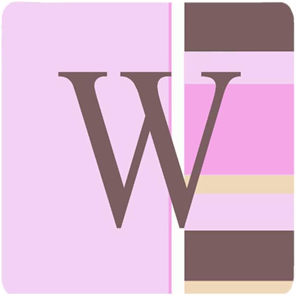 Carolines Treasures Monogram - Pink Stripes Foam Coasters Initial Letter W- Set of 4 - CJ1005-WFC