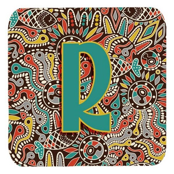 Carolines Treasures Letter R Retro Tribal Alphabet Initial Foam Coasters- Set of 4 - CJ2013-RFC