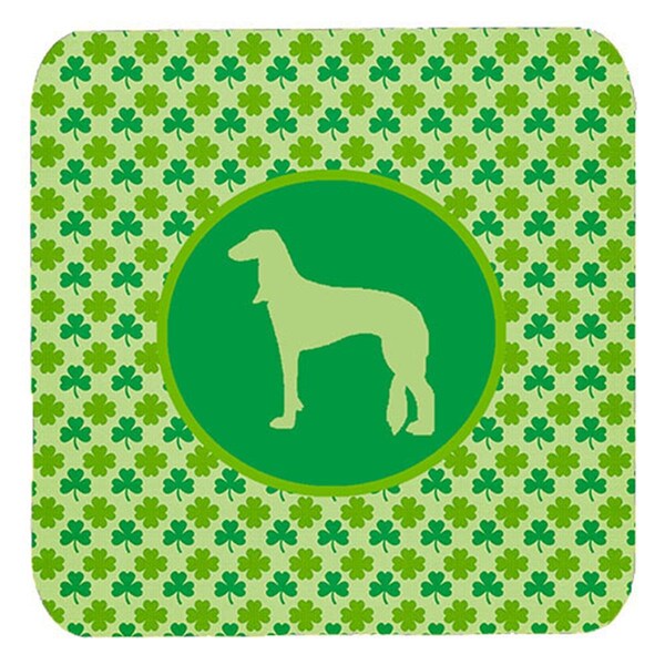 Carolines Treasures Saluki Lucky Shamrock Foam Coasters- Set of 4 - SDK1146-C-FC