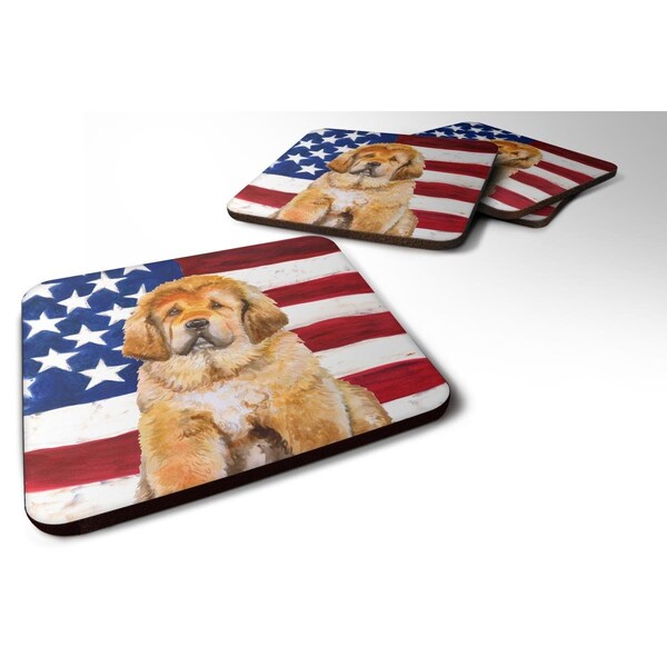 Carolines Treasures Tibetan Mastiff Patriotic Foam Coaster - Set of 4 - BB9721FC