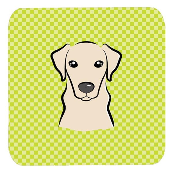 Carolines Treasures 3.5 x 3.5 In. Checkerboard Lime Green Yellow Labrador Foam Coasters, 4PK - BB1284FC