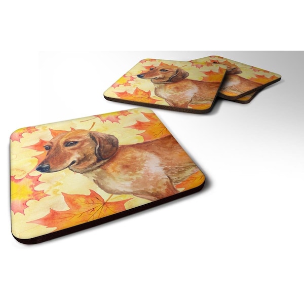Carolines Treasures Dachshund Fall Foam Coaster, 3.5 x 3.5 in. - Set of 4 - BB9913FC