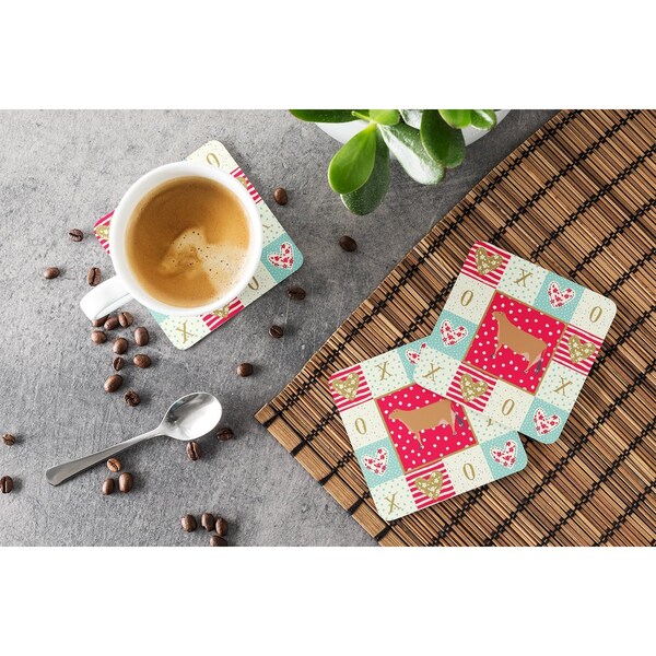 Carolines Treasures 3.5 x 3.5 in. Jersey Cow Love Foam Coaster - CK5256FC