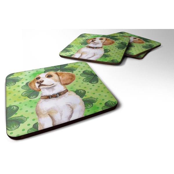 Carolines Treasures Beagle St.Patricks Foam Coaster, 3.5 x 3.5 in. - Set of 4 - BB9860FC