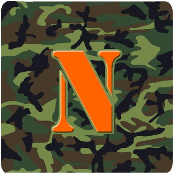 Carolines Treasures Monogram - Camo Green Foam Coasters- Initial Letter N, 3.5 x 3.5 in., 4PK - CJ1030-NFC