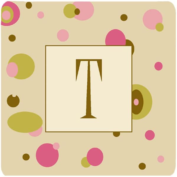 Carolines Treasures Monogram - Tan Dots Foam Coasters Initial Letter T- Set of 4 - CJ1004-TFC