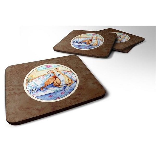 Carolines Treasures Carolines Treasures 7081FC Whippet Waiting on You Foam Coaster; Set of 4 - 7081FC