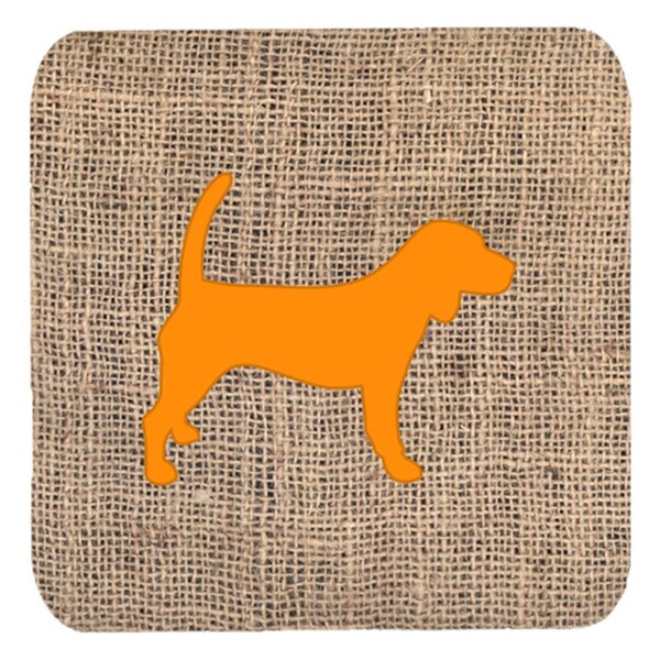 Carolines Treasures Beagle Burlap And Orange Foam Coasters- Set of 4 - BB1087-BL-OR-FC
