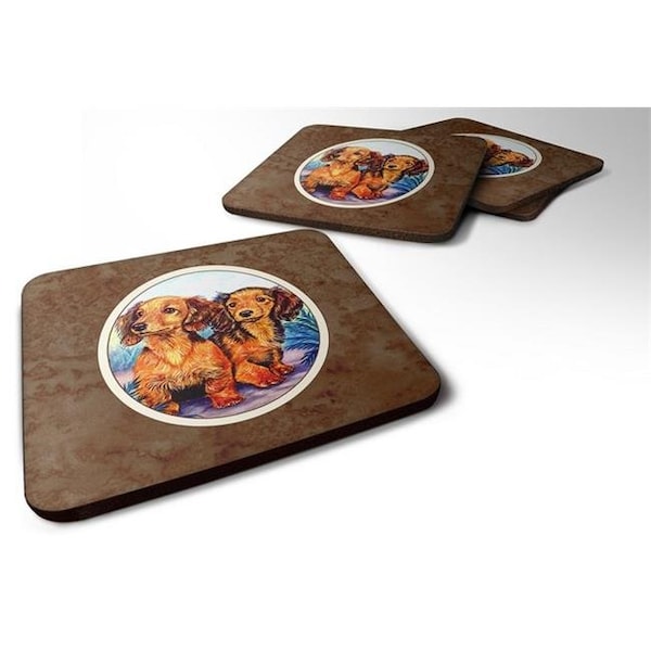 Carolines Treasures Carolines Treasures 7022FC Long Hair Red Dachshund Two Peas Foam Coaster; Set of 4 - 7022FC