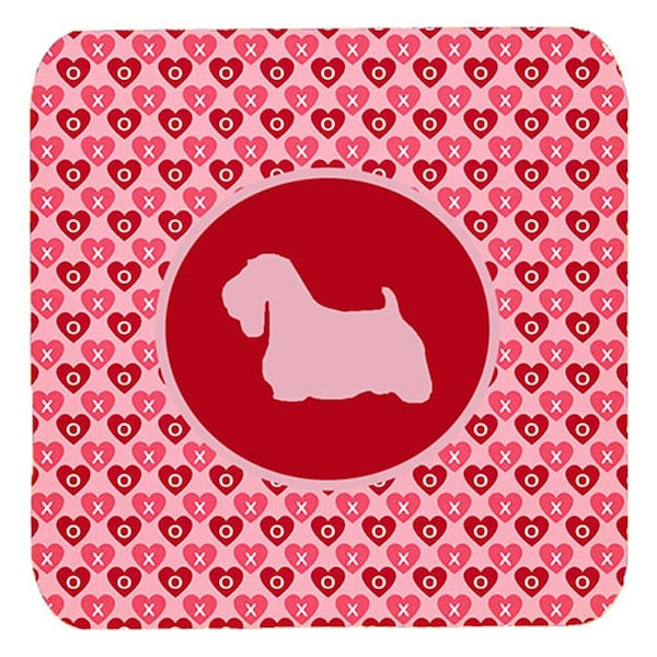 Carolines Treasures Sealyham Terrier Valentine Hearts Foam Coasters, 3.5 x 3.5 in., 4PK - SDK1055-A-FC