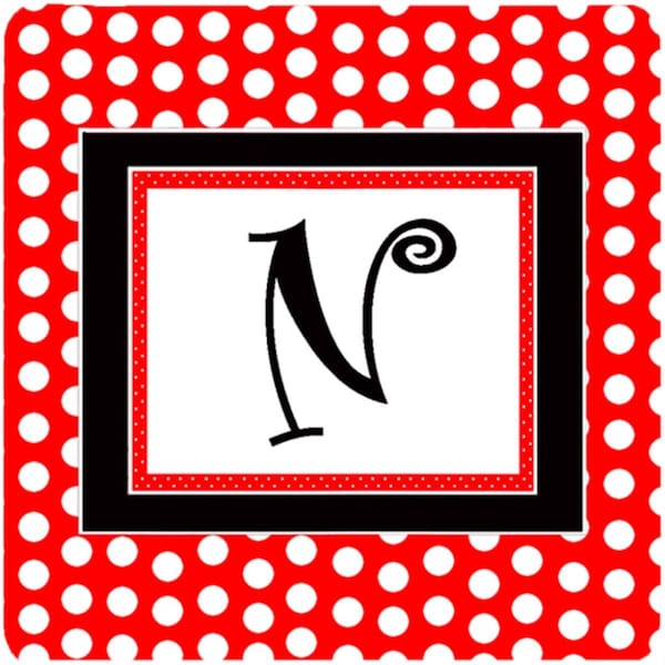 Carolines Treasures Monogram - Red Black Polka Dots Foam Coasters Initial Letter N, 4PK - CJ1012-NFC