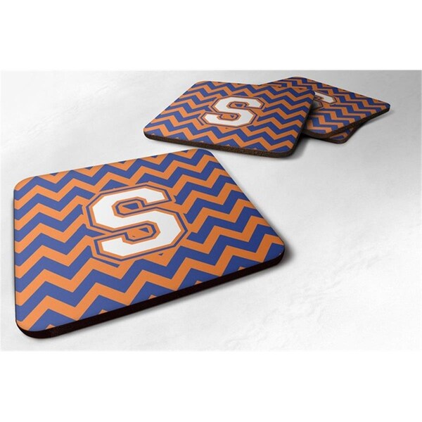 Carolines Treasures Letter S Chevron Blue and Orange No.3 Foam Coaster, Set of 4 - CJ1060-SFC