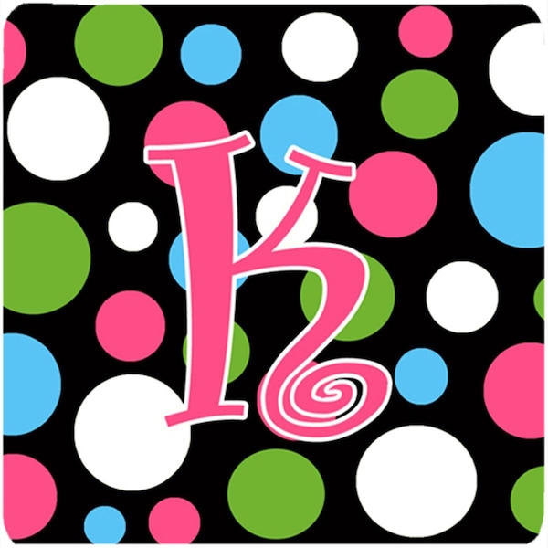 Carolines Treasures Carolines Treasures CJ1038-KFC Monogram - Polkadots And Pink Foam Coasters - Set 4; Initial Letter K - CJ1038-KFC