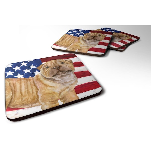 Carolines Treasures Shar Pei Puppy Patriotic Foam Coaster - Set of 4 - BB9719FC