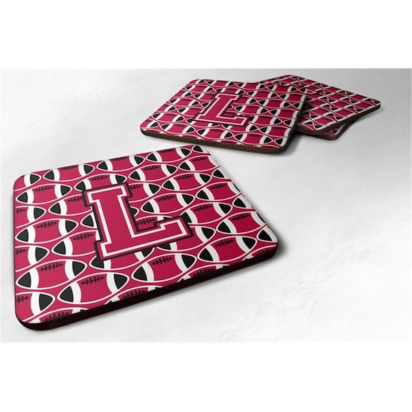 Carolines Treasures Letter L Football Crimson and White Foam Coaster, Set of 4 - CJ1079-LFC